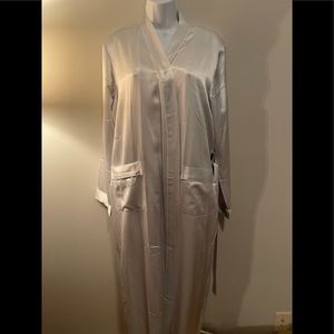 NWOT. Likysilk Light blue 100% silk robe with tie